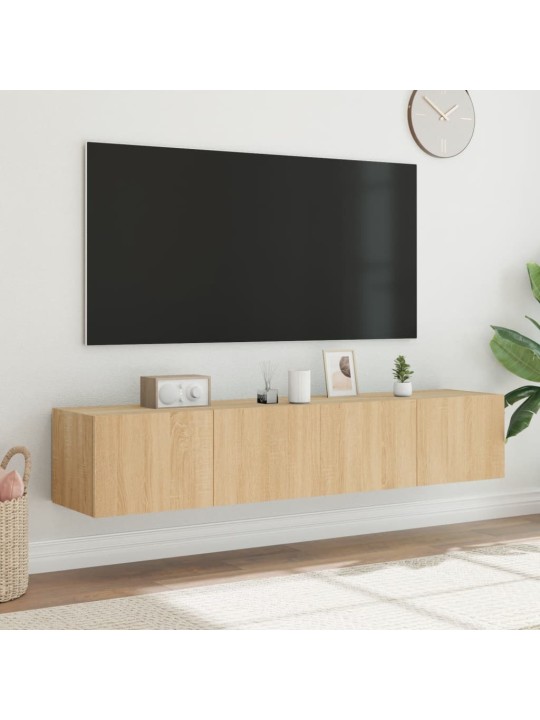 Tv plaukti ar led lampiņām, 2 gab., 80x35x31 cm, koka krāsa