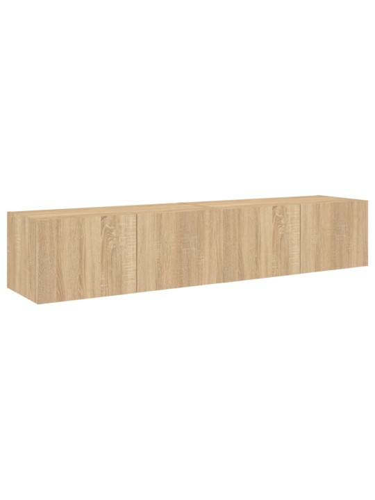 Tv plaukti ar led lampiņām, 2 gab., 80x35x31 cm, koka krāsa