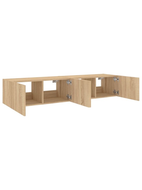Tv plaukti ar led lampiņām, 2 gab., 80x35x31 cm, koka krāsa