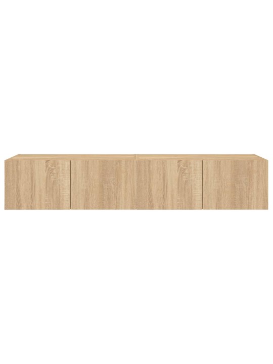 Tv plaukti ar led lampiņām, 2 gab., 80x35x31 cm, koka krāsa