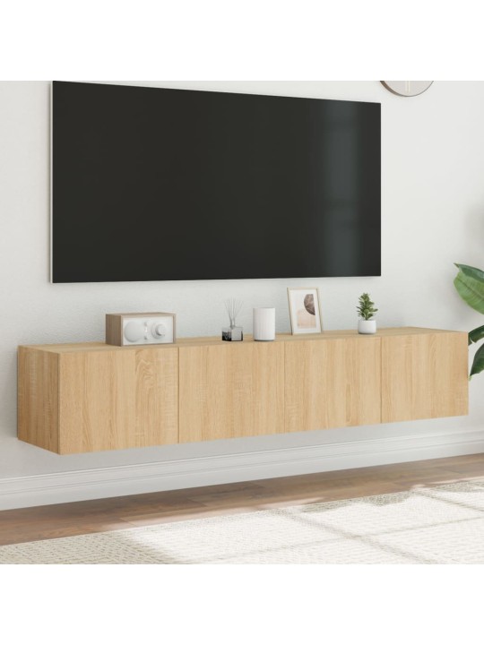 Tv plaukti ar led lampiņām, 2 gab., 80x35x31 cm, koka krāsa