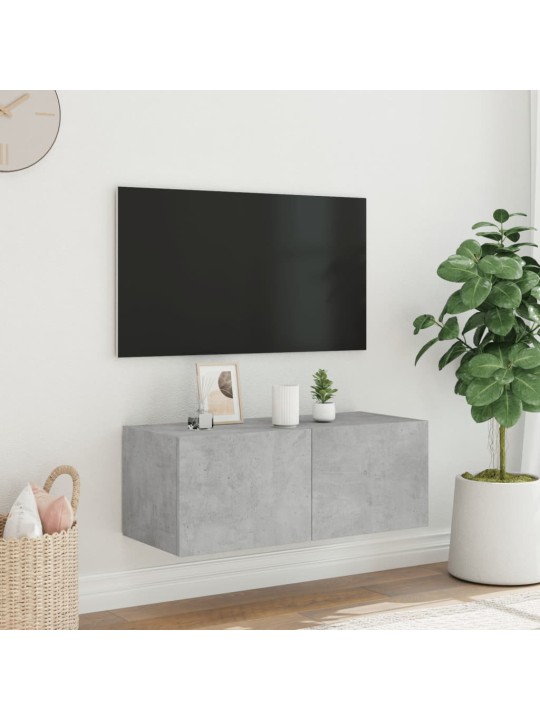 Tv galdiņi ar led lampiņām, betona pelēki, 80x35x31 cm