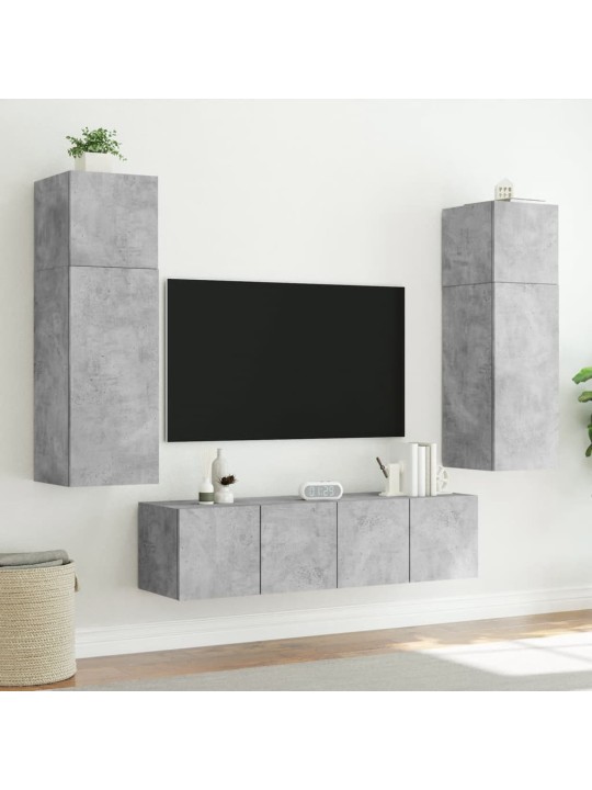 Tv galdiņi ar led lampiņām, betona pelēki, 80x35x31 cm