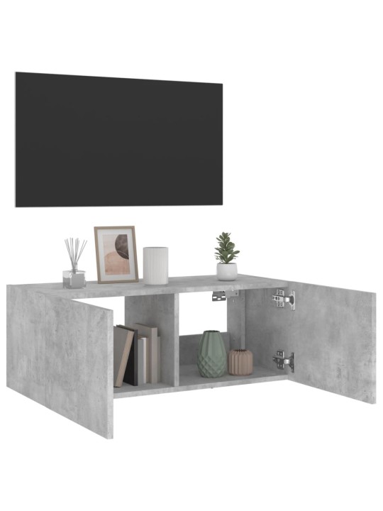 Tv galdiņi ar led lampiņām, betona pelēki, 80x35x31 cm