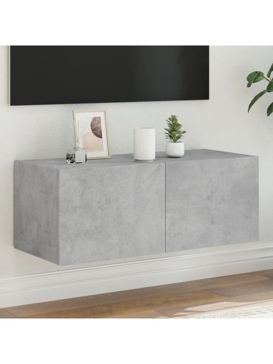 Tv galdiņi ar led lampiņām, betona pelēki, 80x35x31 cm