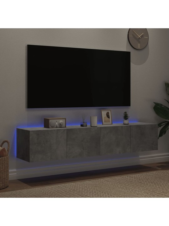 Tv galdiņi ar led lampiņām, 2 gab., betona pelēki, 80x35x31 cm