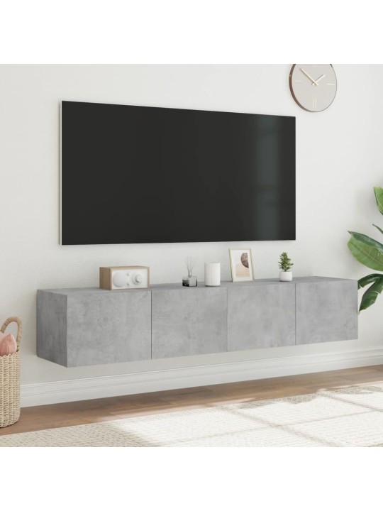 Tv galdiņi ar led lampiņām, 2 gab., betona pelēki, 80x35x31 cm