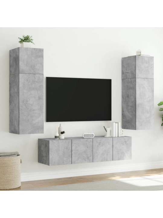Tv galdiņi ar led lampiņām, 2 gab., betona pelēki, 80x35x31 cm
