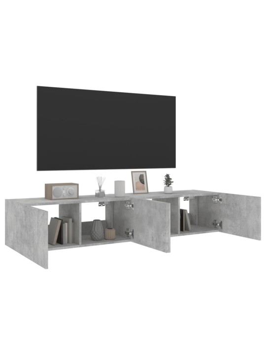 Tv galdiņi ar led lampiņām, 2 gab., betona pelēki, 80x35x31 cm