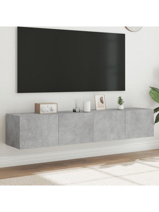 Tv galdiņi ar led lampiņām, 2 gab., betona pelēki, 80x35x31 cm