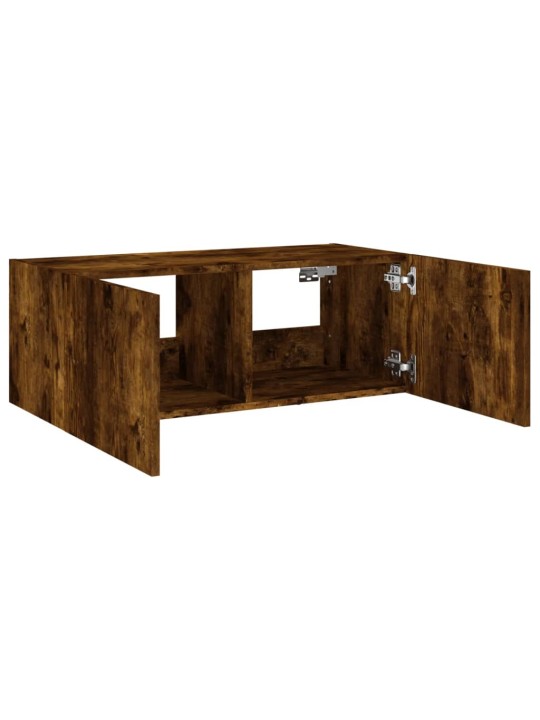 Tv plaukti ar led lampiņām, 80x35x31 cm, ozolkoka krāsā