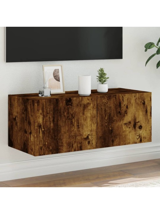 Tv plaukti ar led lampiņām, 80x35x31 cm, ozolkoka krāsā
