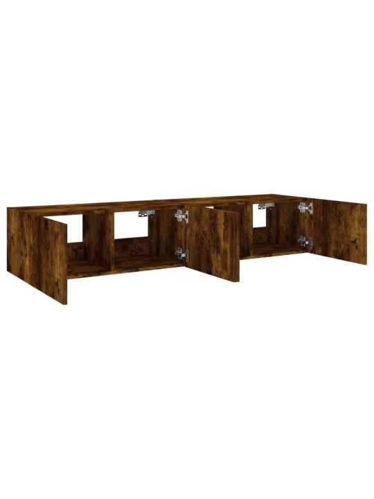 Tv plaukti ar led lampiņām, 2 gab., 80x35x31 cm, ozolkoka krāsa