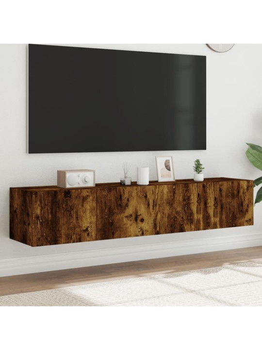 Tv plaukti ar led lampiņām, 2 gab., 80x35x31 cm, ozolkoka krāsa
