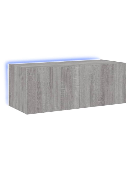 Tv skapītis ar led lampiņām, pelēka ozola krāsa, 80x35x31 cm