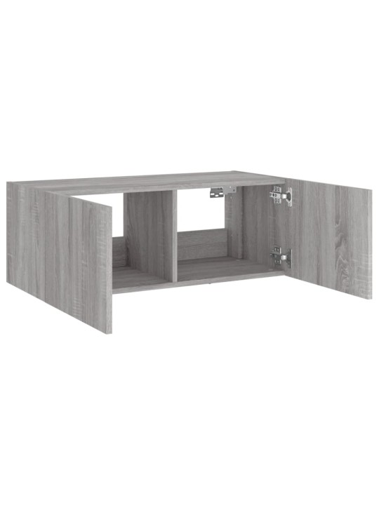 Tv skapītis ar led lampiņām, pelēka ozola krāsa, 80x35x31 cm