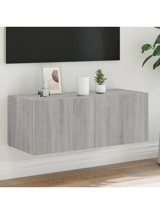 Tv skapītis ar led lampiņām, pelēka ozola krāsa, 80x35x31 cm