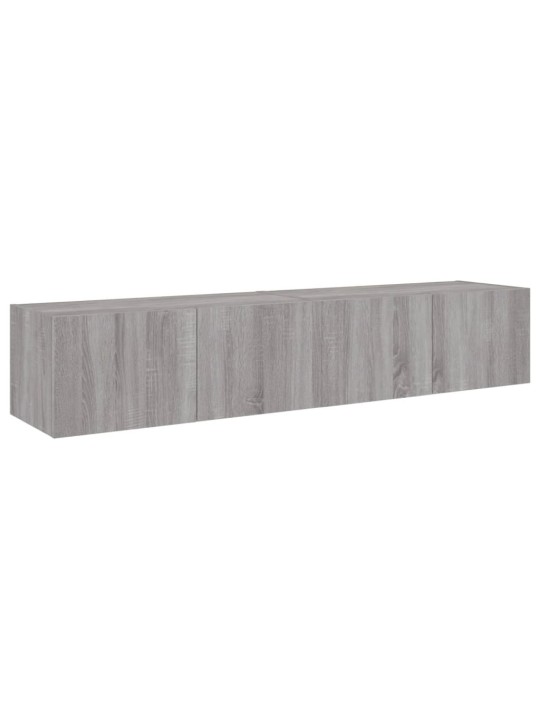 Tv plaukti ar led lampiņām, 2 gab., 80x35x31 cm, pelēka ozola