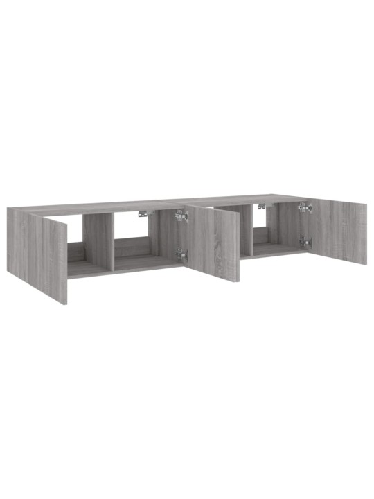 Tv plaukti ar led lampiņām, 2 gab., 80x35x31 cm, pelēka ozola