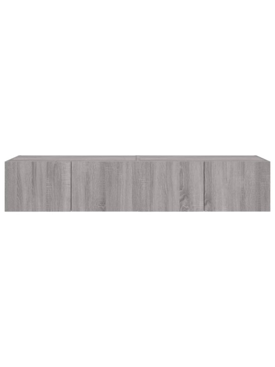 Tv plaukti ar led lampiņām, 2 gab., 80x35x31 cm, pelēka ozola
