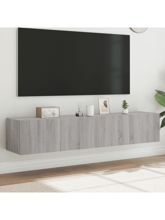 Tv plaukti ar led lampiņām, 2 gab., 80x35x31 cm, pelēka ozola