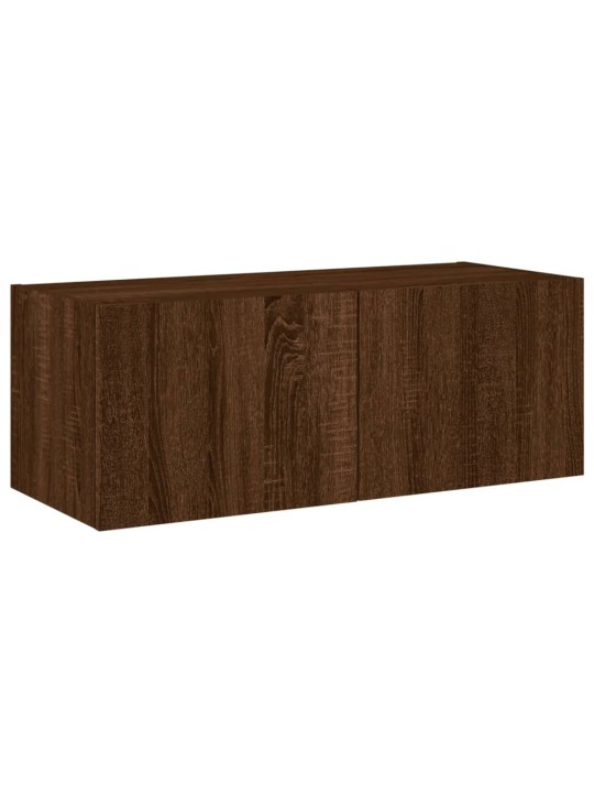 Tv plaukti ar led lampiņām, 80x35x31 cm, brūna ozola