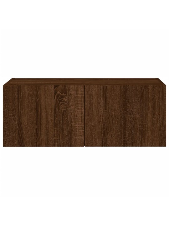 Tv plaukti ar led lampiņām, 80x35x31 cm, brūna ozola