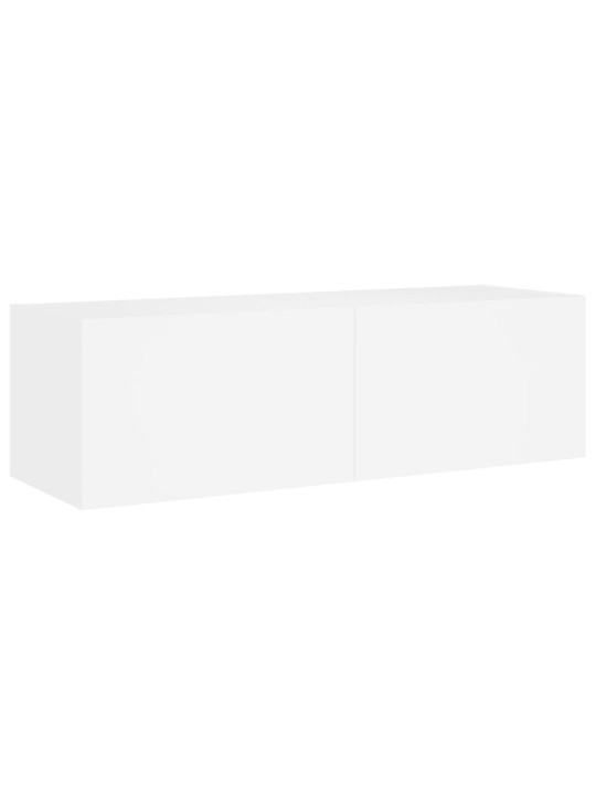 Tv galdiņš ar led lampiņām, balti, 100x35x31 cm