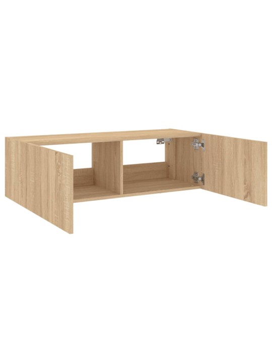 Tv plaukti ar led lampiņām, 100x35x31 cm, koka krāsā