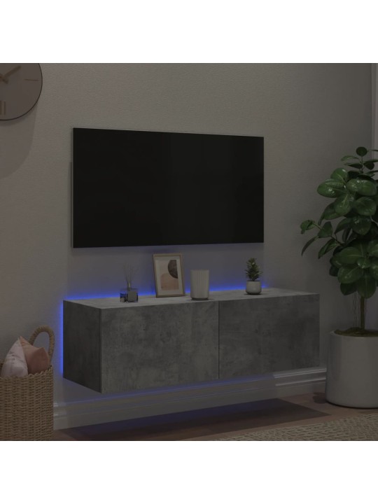 Tv galdiņi ar led lampiņām, betona pelēki, 100x35x31 cm