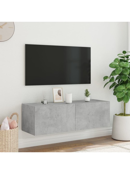Tv galdiņi ar led lampiņām, betona pelēki, 100x35x31 cm