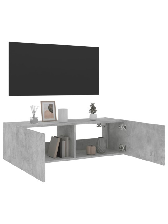 Tv galdiņi ar led lampiņām, betona pelēki, 100x35x31 cm