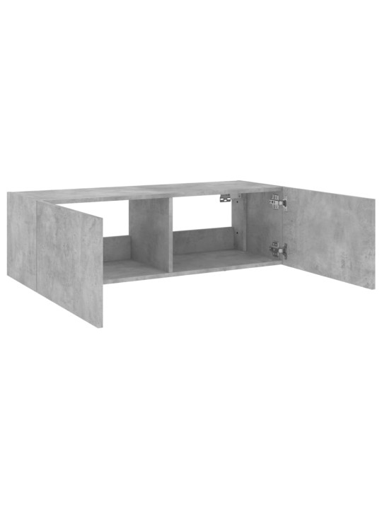 Tv galdiņi ar led lampiņām, betona pelēki, 100x35x31 cm