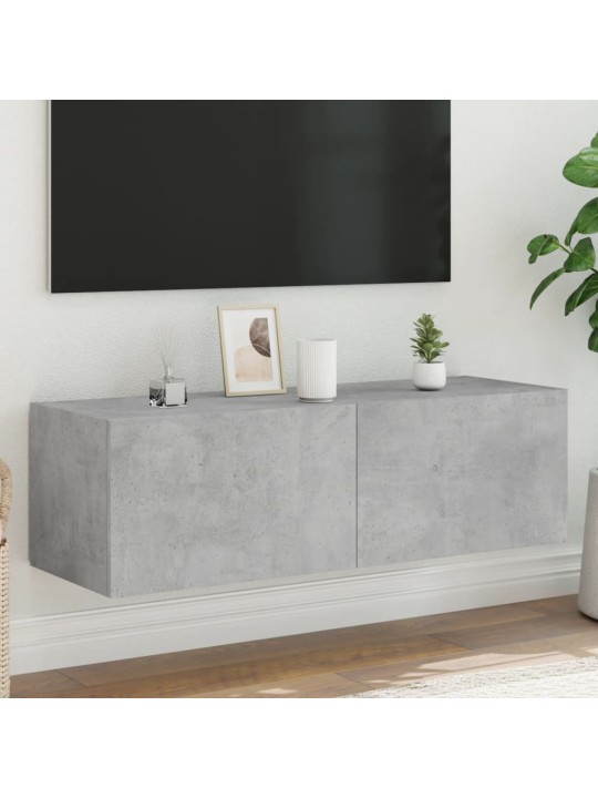 Tv galdiņi ar led lampiņām, betona pelēki, 100x35x31 cm