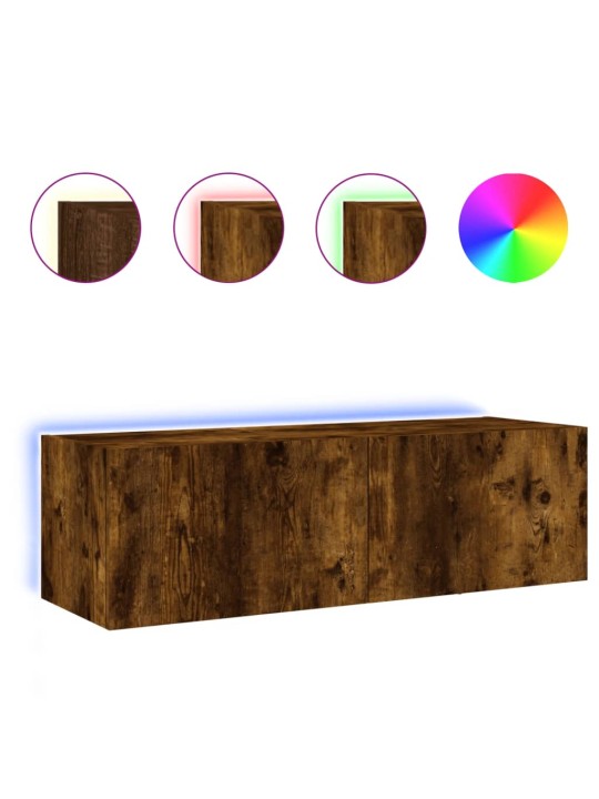 Tv plaukti ar led lampiņām, 100x35x31 cm, ozolkoka krāsā