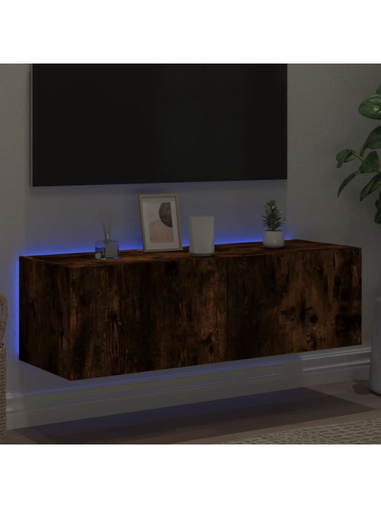 Tv plaukti ar led lampiņām, 100x35x31 cm, ozolkoka krāsā