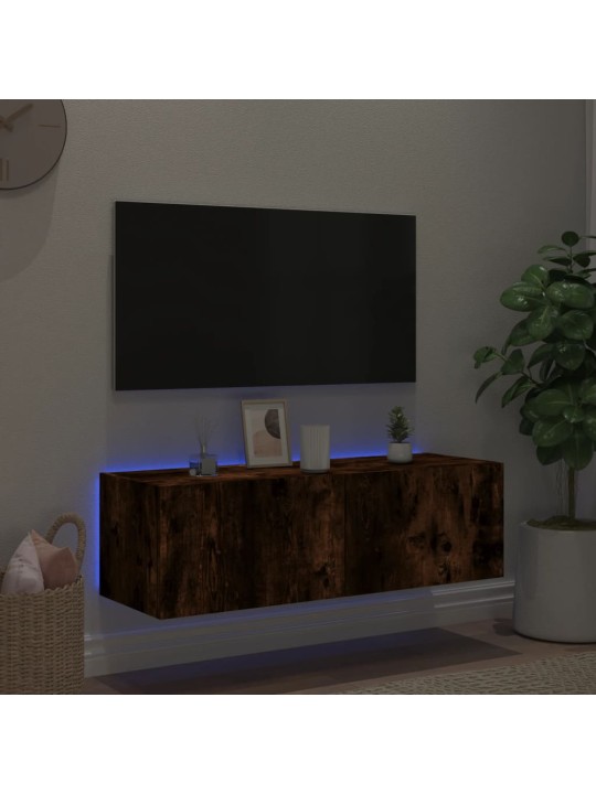 Tv plaukti ar led lampiņām, 100x35x31 cm, ozolkoka krāsā