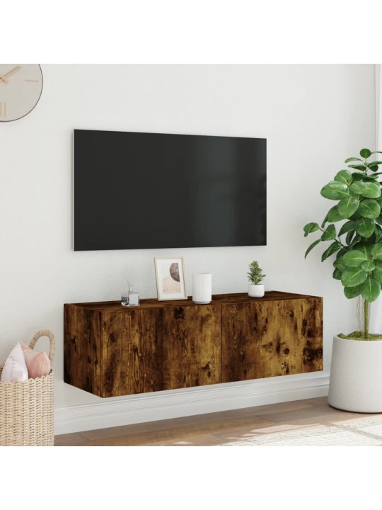Tv plaukti ar led lampiņām, 100x35x31 cm, ozolkoka krāsā