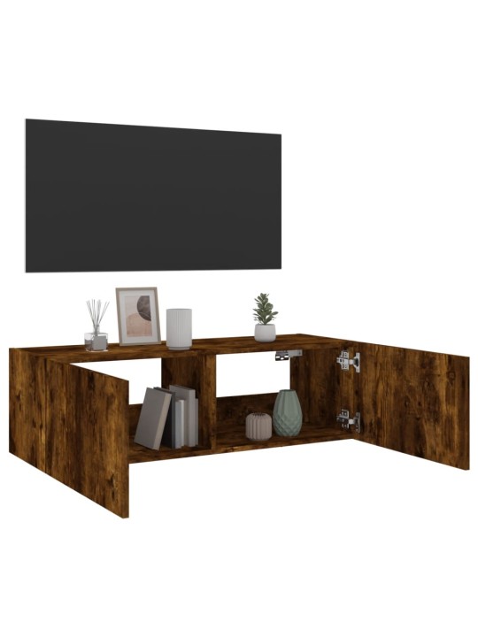 Tv plaukti ar led lampiņām, 100x35x31 cm, ozolkoka krāsā