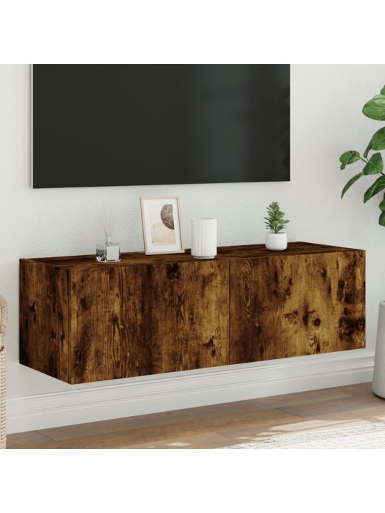 Tv plaukti ar led lampiņām, 100x35x31 cm, ozolkoka krāsā