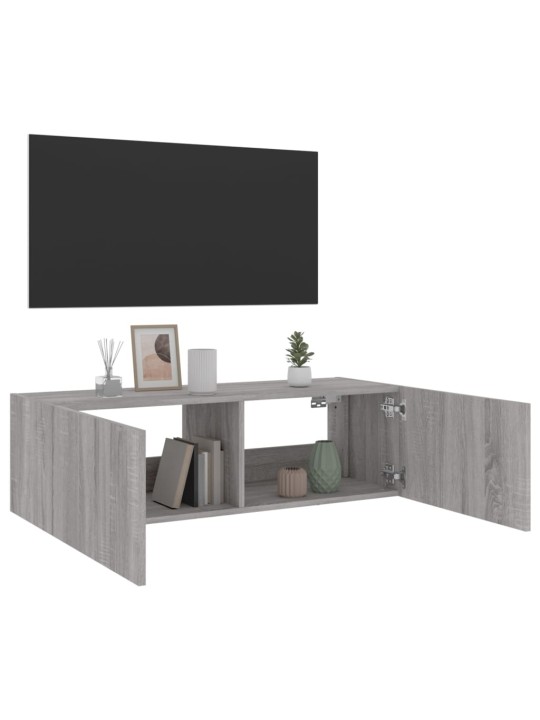 Tv skapītis ar led lampiņām, pelēka ozola krāsa, 100x35x31 cm
