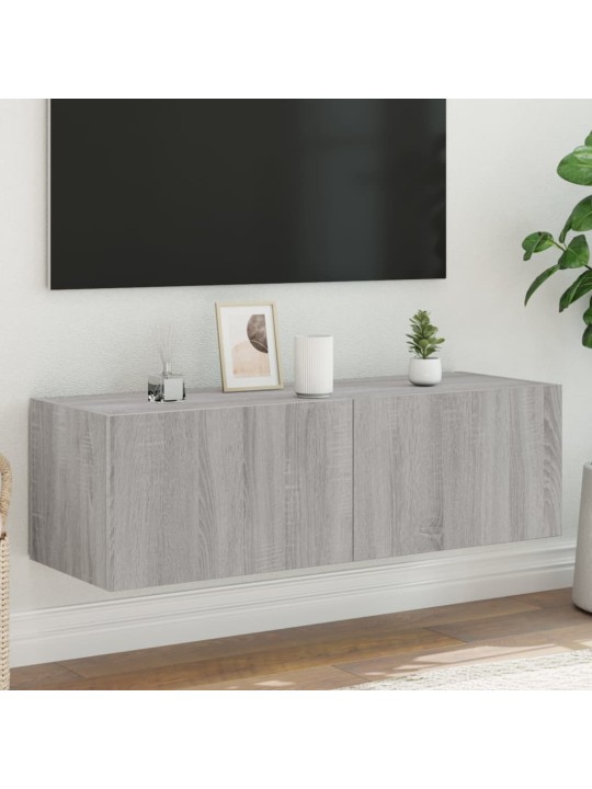 Tv skapītis ar led lampiņām, pelēka ozola krāsa, 100x35x31 cm