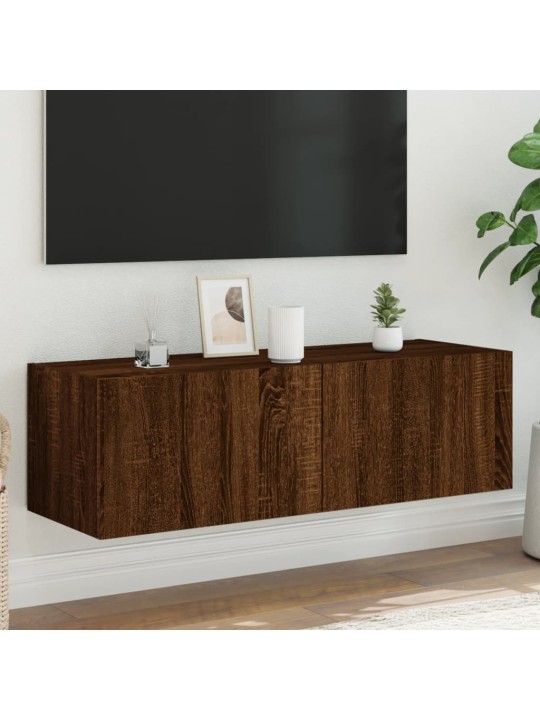 Tv plaukti ar led lampiņām, 100x35x31 cm, brūna ozola