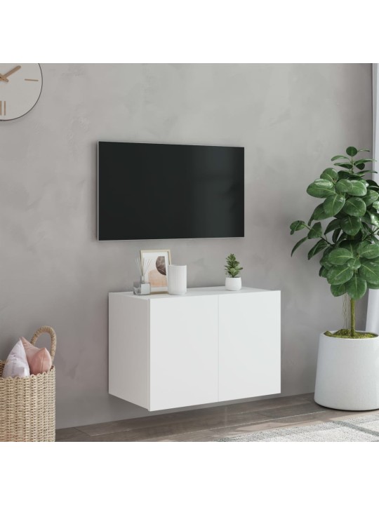 Tv galdiņš ar led lampiņām, balti, 60x35x41 cm