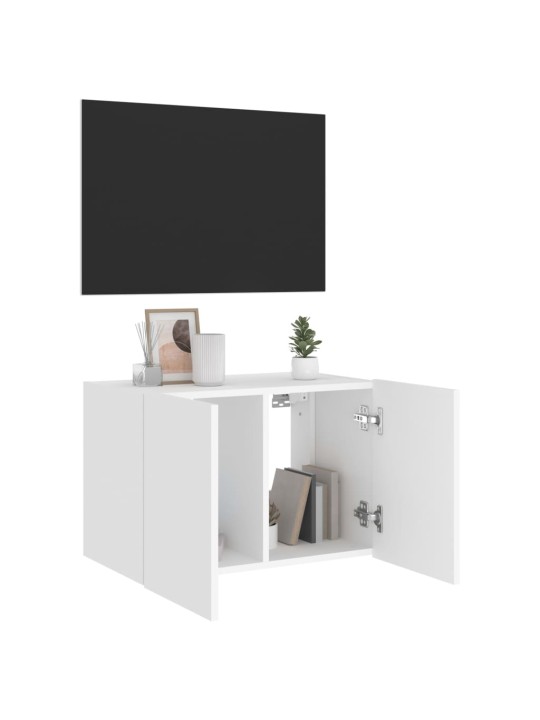 Tv galdiņš ar led lampiņām, balti, 60x35x41 cm
