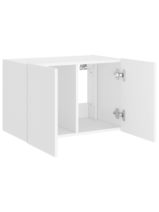 Tv galdiņš ar led lampiņām, balti, 60x35x41 cm