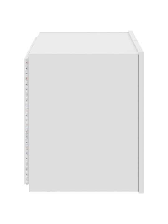 Tv galdiņš ar led lampiņām, balti, 60x35x41 cm