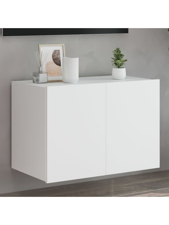 Tv galdiņš ar led lampiņām, balti, 60x35x41 cm