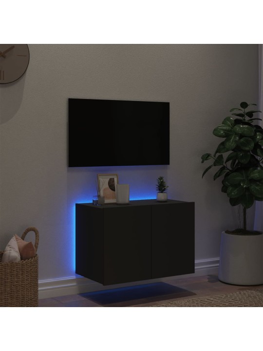 Tv galdiņš ar led lampiņām, melni, 60x35x41 cm