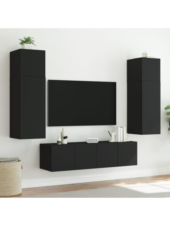 Tv galdiņš ar led lampiņām, melni, 60x35x41 cm
